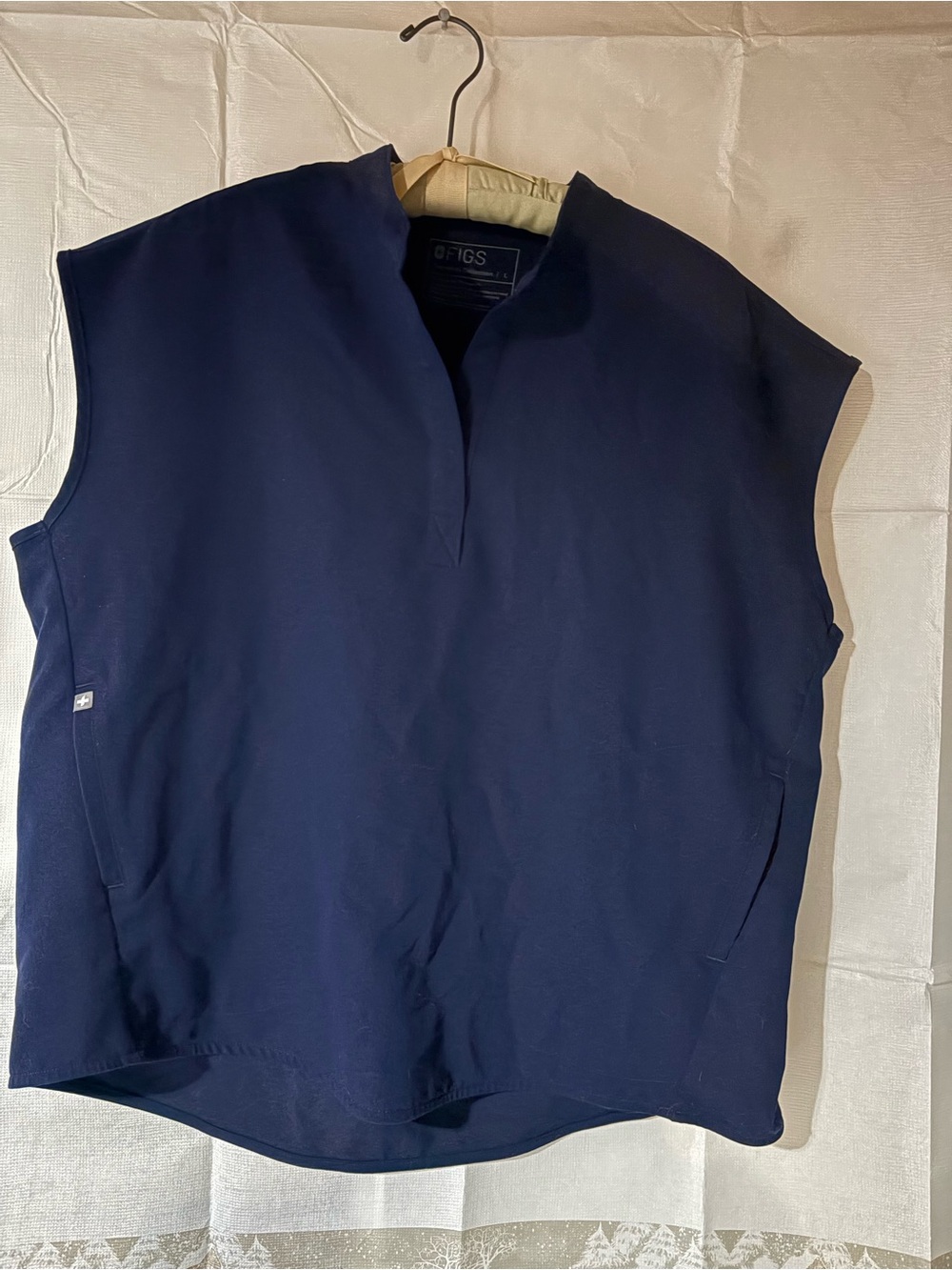Figs Navy Short-Sleeve Split-Neck Medical Top
